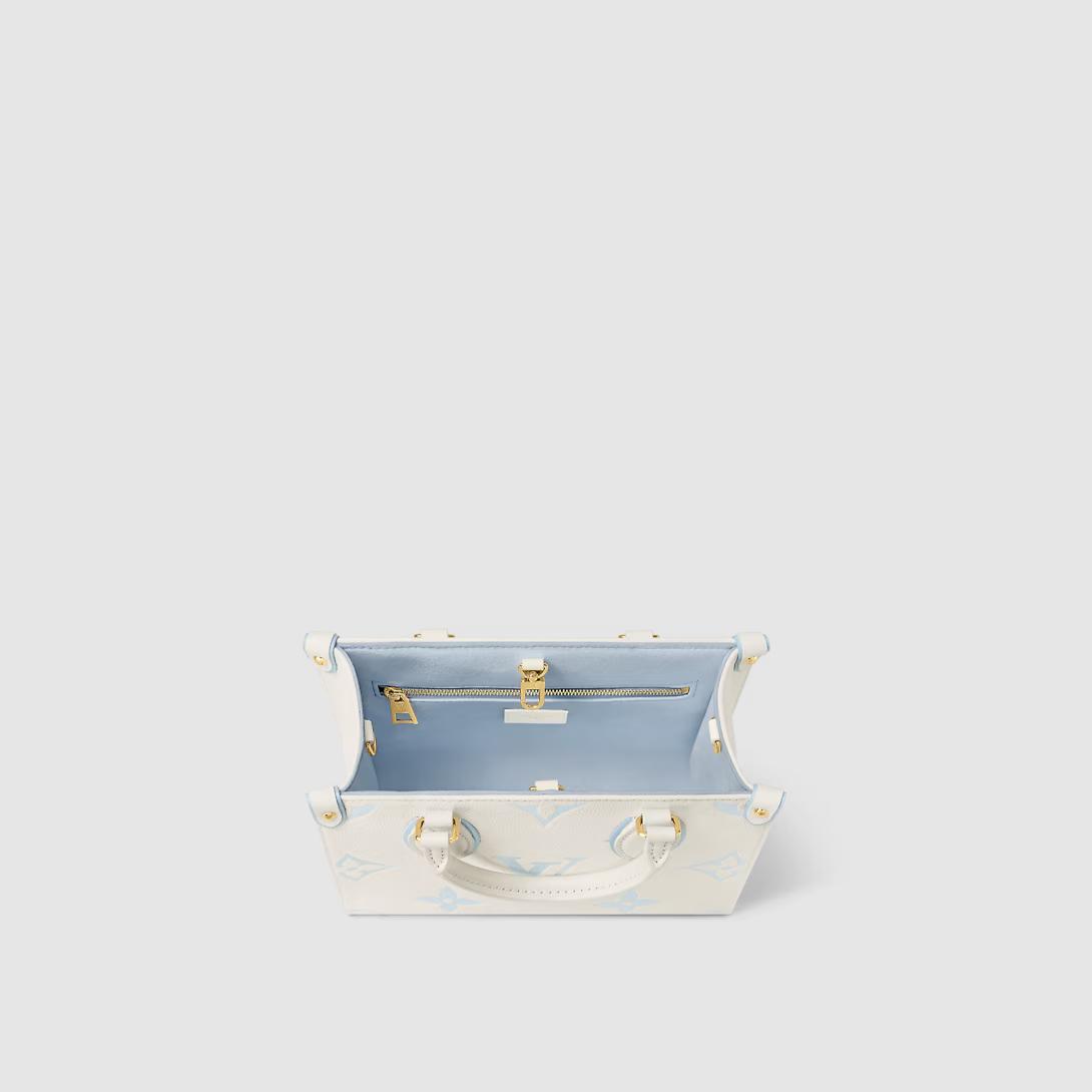 Túi Louis Vuitton Onthego Pm Da Bicolor Monogram Empreinte Nữ Trắng Xanh Dương